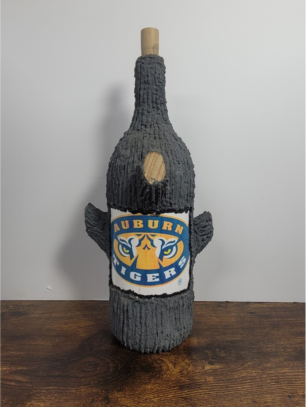 Auburn Tigers Tree Trunk Wine Bottle Art Handmade Unique Shelf Decor *READ*